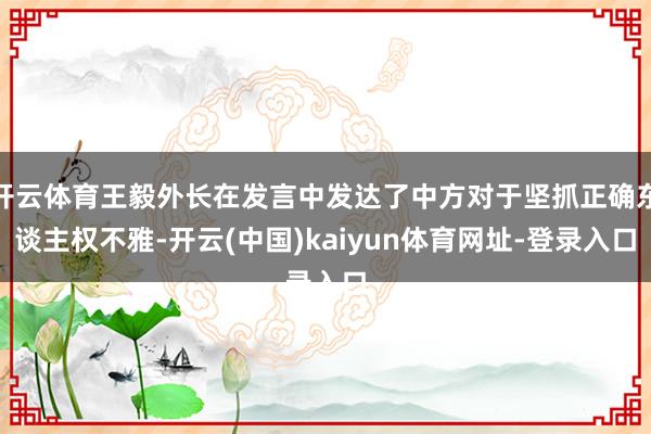 开云体育王毅外长在发言中发达了中方对于坚抓正确东谈主权不雅-开云(中国)kaiyun体育网址-登录入口