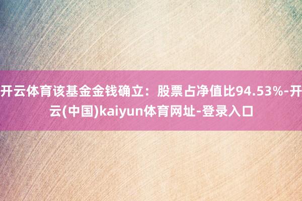 开云体育该基金金钱确立：股票占净值比94.53%-开云(中国)kaiyun体育网址-登录入口