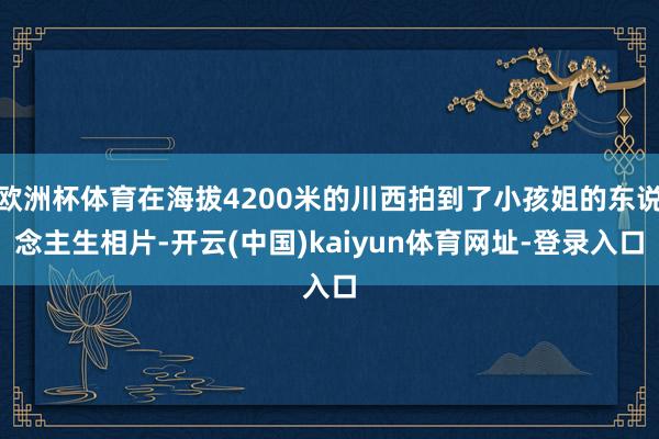 欧洲杯体育在海拔4200米的川西拍到了小孩姐的东说念主生相片-开云(中国)kaiyun体育网址-登录入口