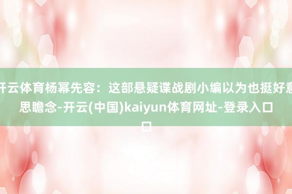 开云体育杨幂先容：这部悬疑谍战剧小编以为也挺好意思瞻念-开云(中国)kaiyun体育网址-登录入口